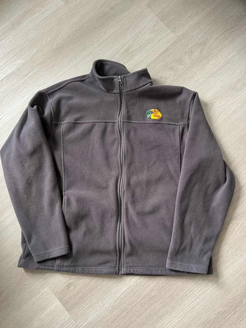 Bass Pro Shops Gray Fleece Jacket with Yellow Logo Patch